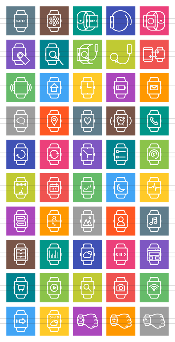 50 Smart Watch Line Multicolor Icons in Graphics - product preview 1