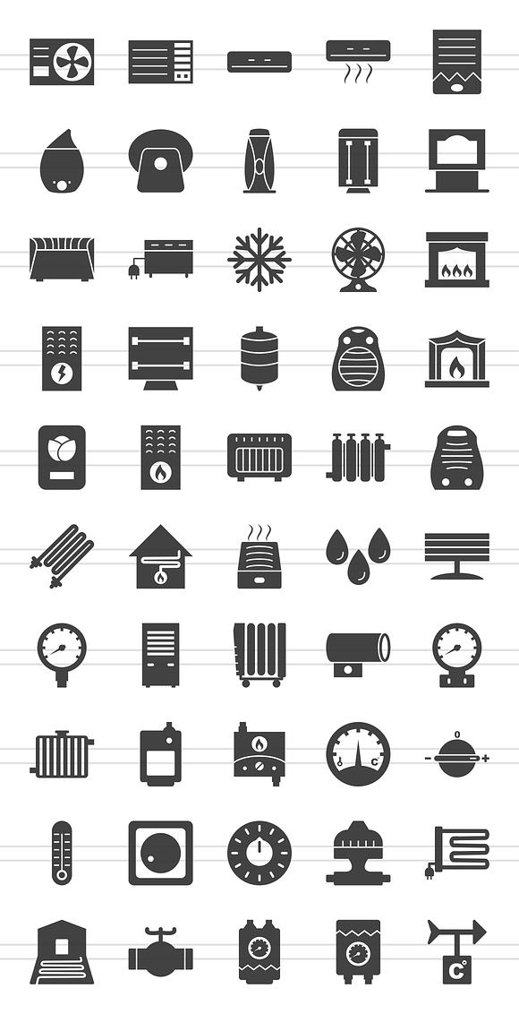50 Climatic Glyph Icons in Graphics - product preview 1