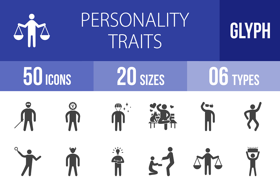 50 Personality Glyph Icons in Graphics - product preview 8
