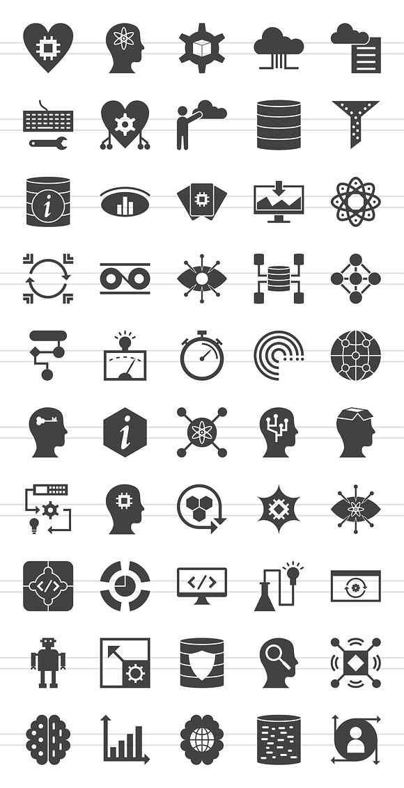 50 Data Analytics Glyph Icons in Graphics - product preview 1
