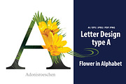 Letter A vector with flower.
