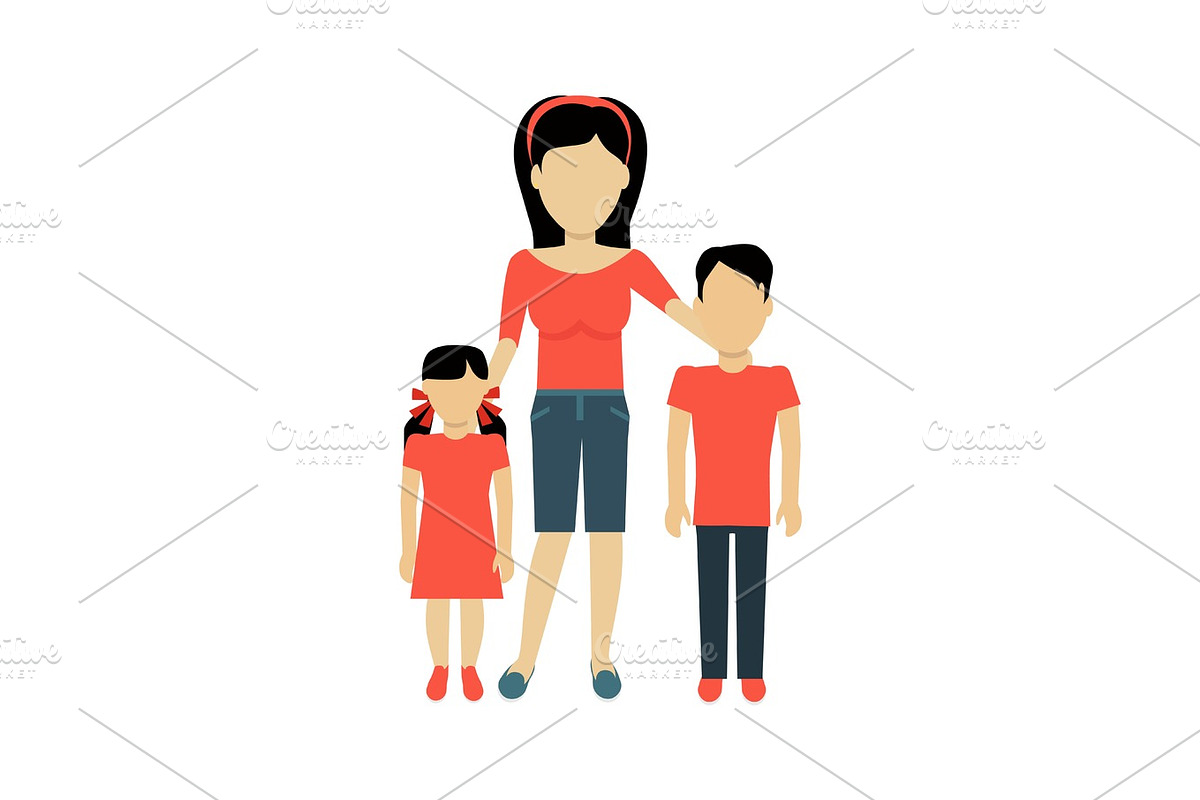 Mother with Children Banner Concept in Illustrations - product preview 8