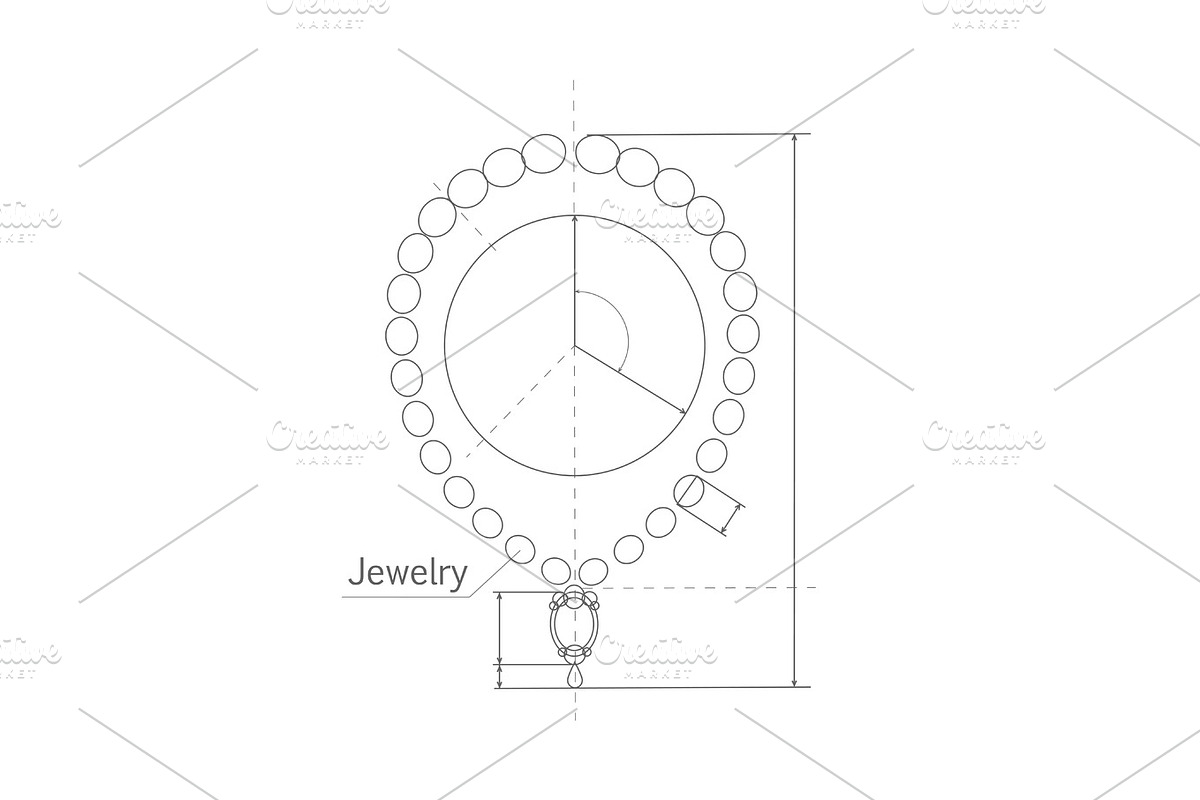 Jewerly Production Sketch of Brilliant Necklace. in Illustrations - product preview 8