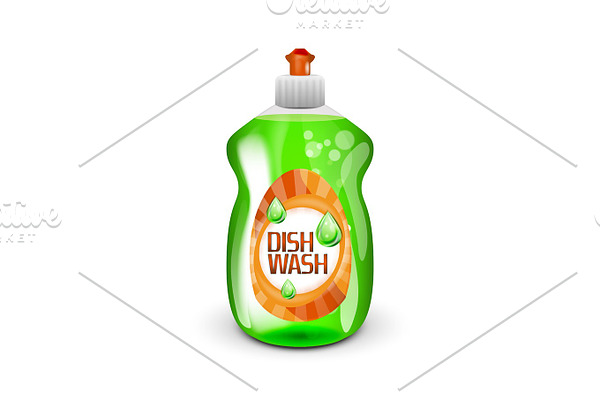 Vector kitchen dish wash ad product package