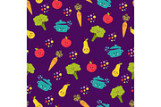 Cute food characters seamless pattern vector.