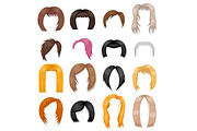Wigs hairstyle vector illustration.