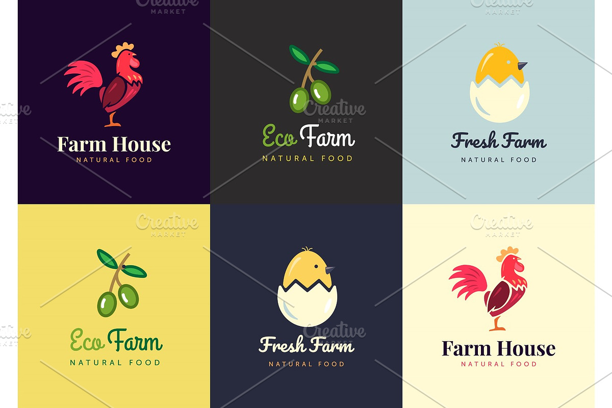 Fresh farm logos set in Logo Templates - product preview 8