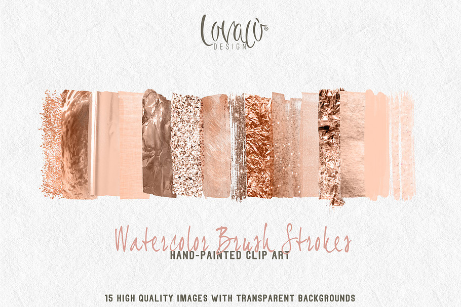 Rose Gold Watercolor brush strokes in Textures - product preview 8