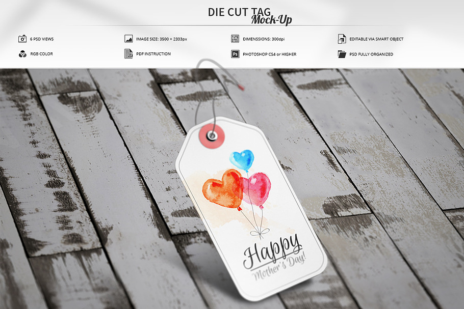 Die Cut Tag Mock-Up in Product Mockups - product preview 8