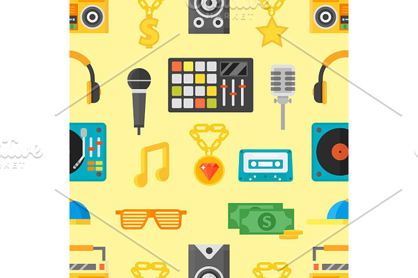 Seamless pattern with music icons vector illustration.