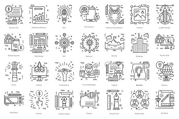 615 Flat Line Icons  in Flat Icons - product preview 1