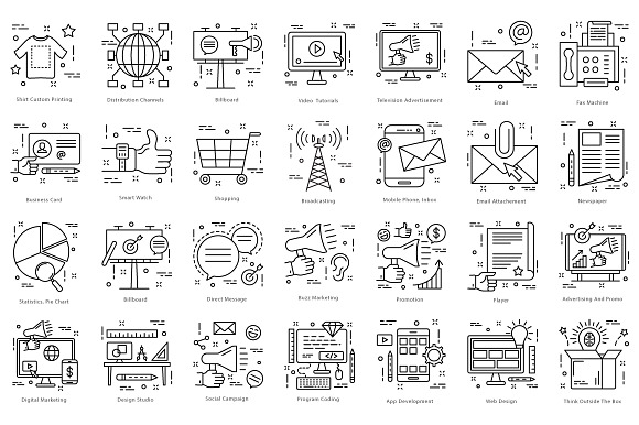 615 Flat Line Icons  in Flat Icons - product preview 6
