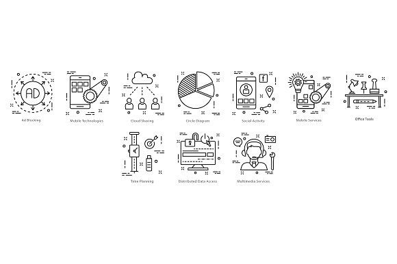 615 Flat Line Icons  in Flat Icons - product preview 11