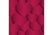 Seamless pattern with, paper hearts.