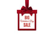 Big, Valentines Day Sale. Red, square banner.