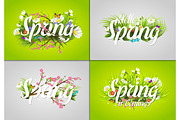 Spring text letter vector illustration.