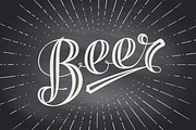 Hand drawn lettering Beer on chalkboard background
