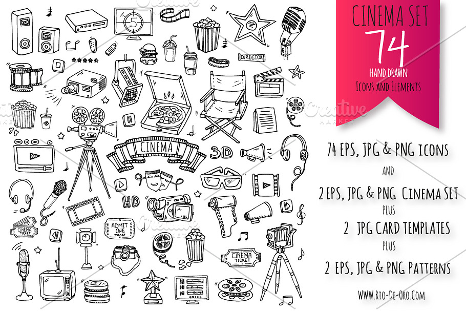 74 Cinema hand drawn elements in Hand Drawn Icons - product preview 8