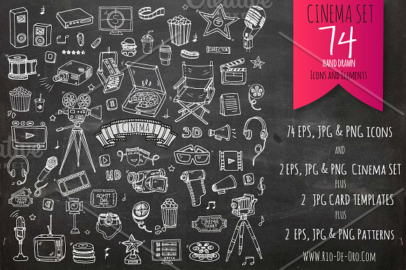 74 Cinema hand drawn elements in Hand Drawn Icons - product preview 2