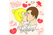 Couple in love kiss