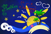 Hi summer sun sea palm trees