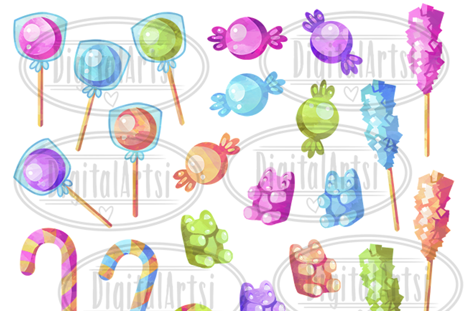 Watercolor Candy Clipart