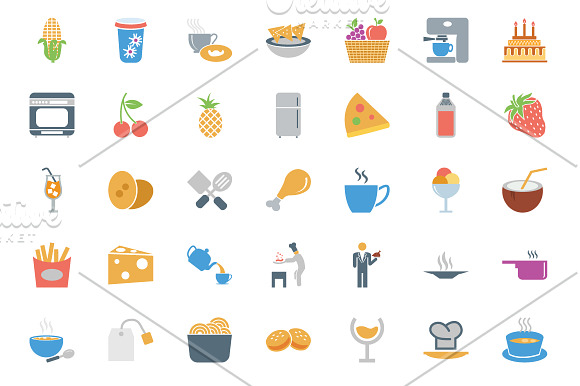 250 Colored Food Vector Icons in Food Icons - product preview 2