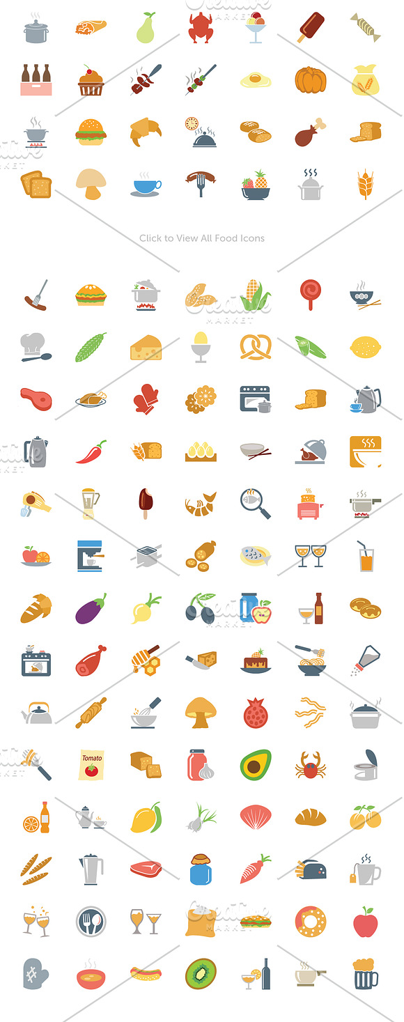250 Colored Food Vector Icons in Food Icons - product preview 4