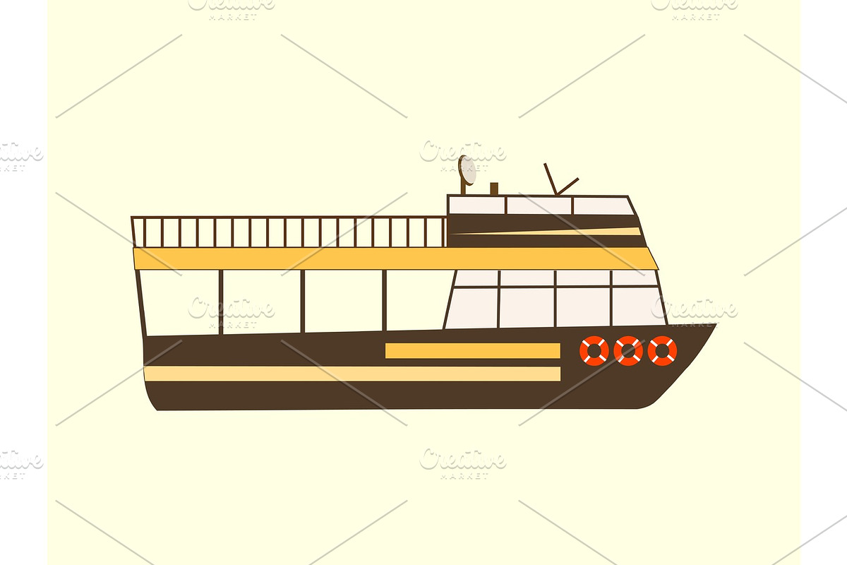 Color retro travel boat in Illustrations - product preview 8