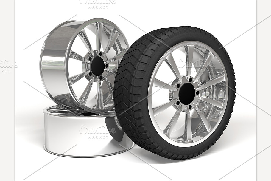 Car wheel 3d rendering in Illustrations - product preview 8