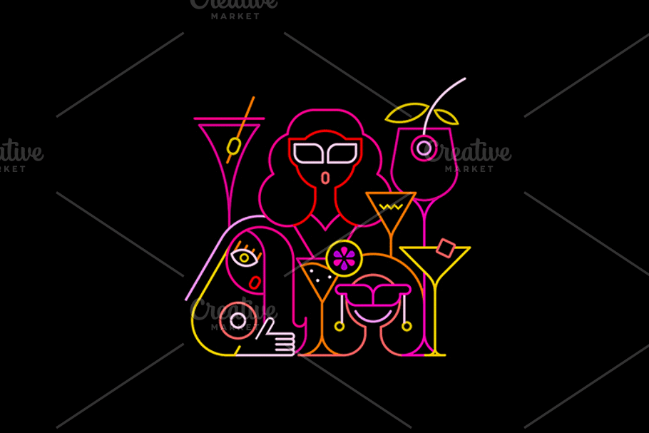 Cocktail Party Neon designs in Illustrations - product preview 8