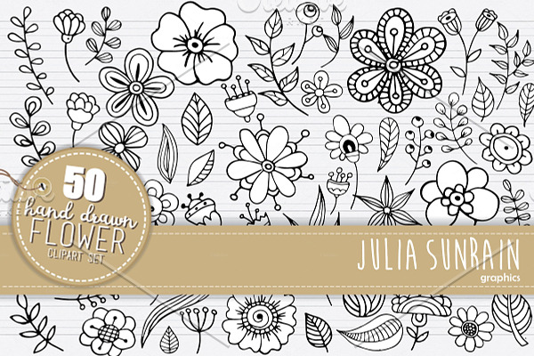 Flower Doodle Clipart and Vector Set