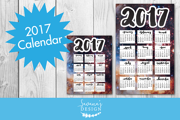 2017 Space Monthly Calendar