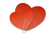 two heart paper clip