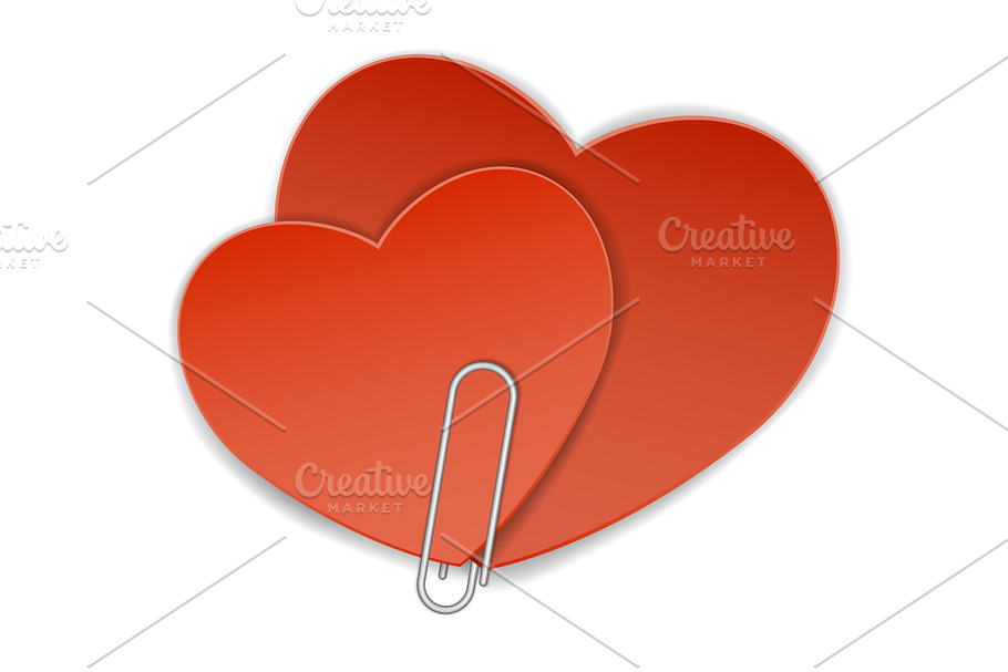two heart paper clip in Objects - product preview 8