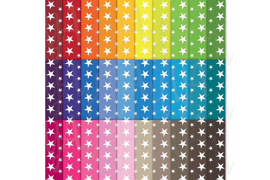 30 Rainbow Star Shape Digital Paper