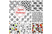 Sporting ball, items and trophy seamless pattern