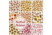 Fast food and drinks seamless pattern background