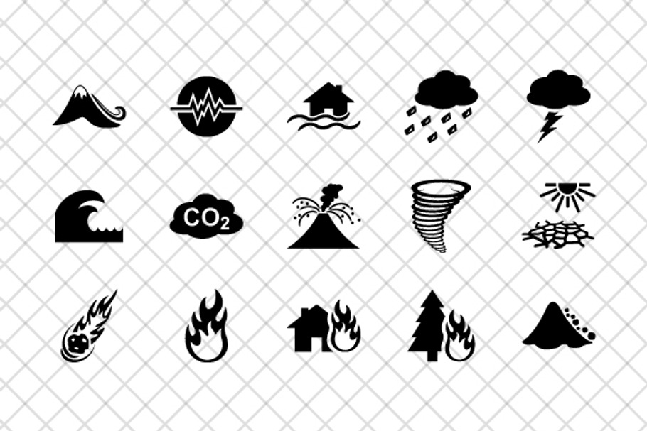 Natural disasters icon set in Graphics - product preview 8
