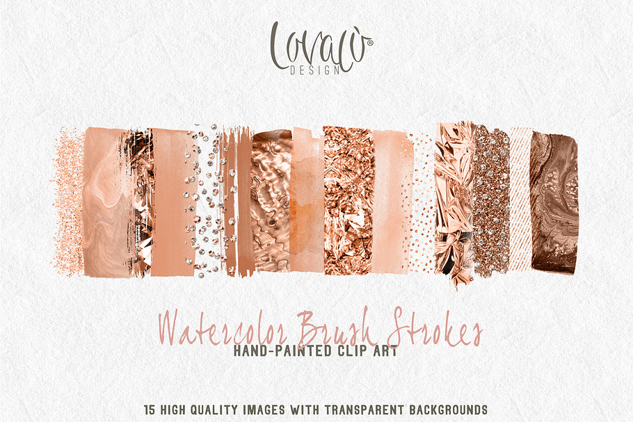 Copper Palette Brush Strokes Clipart in Textures - product preview 8