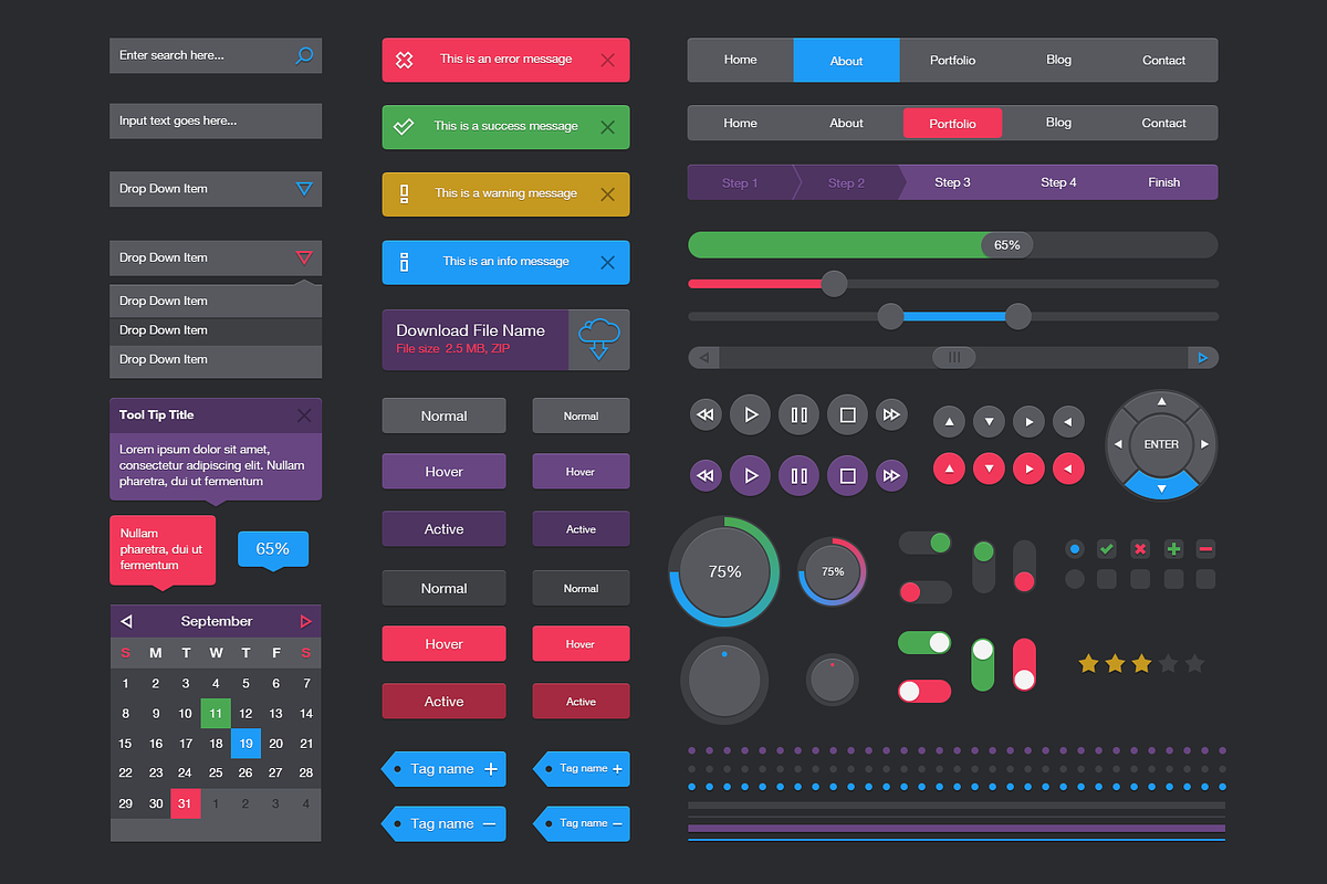 Flat UI Web Kit in UI Kits and Libraries - product preview 8