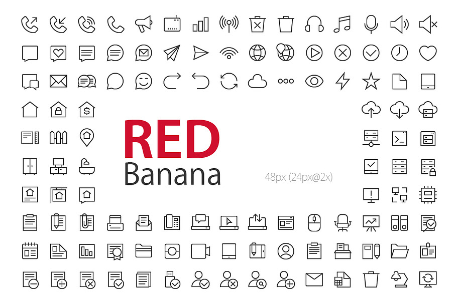 4200+ RED Banana Icons