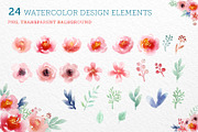 24 Watercolor Floral Elements