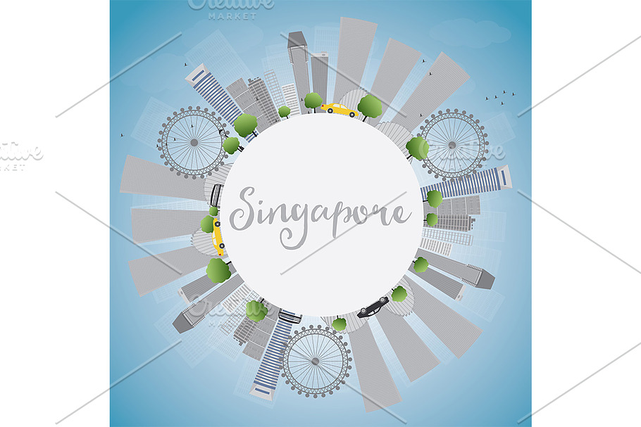 Singapore skyline in Illustrations - product preview 8