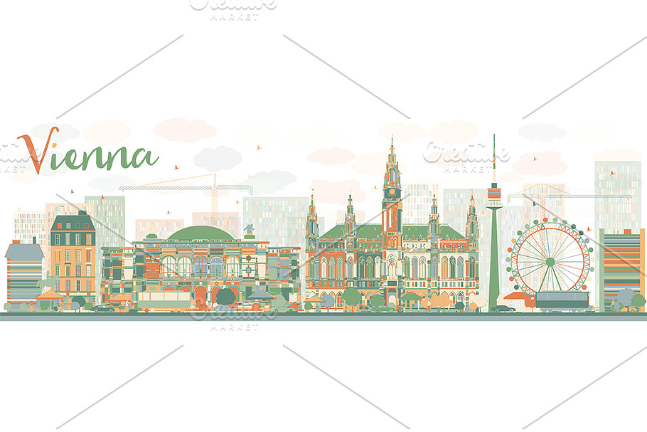 Abstract Vienna skyline in Illustrations - product preview 8