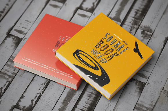 Square Book Mock-Up in Product Mockups - product preview 4