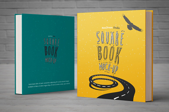 Square Book Mock-Up in Product Mockups - product preview 5