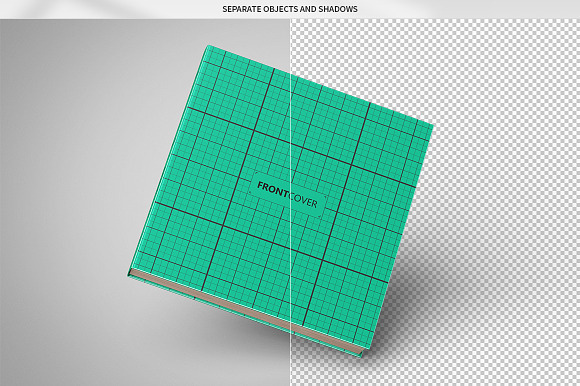 Square Book Mock-Up in Product Mockups - product preview 9