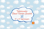 Watercolor Cloud Vector Swatch