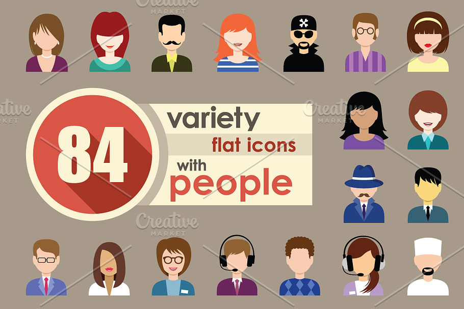 Flat Icons With People in People Icons - product preview 8
